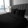 Pościel adamaszkowa 220x200 satin stripe czarna black – luksusowa bawełna 100%, głęboki połysk