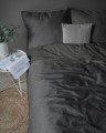 Pościel adamaszkowa 220x200 satin stripe czarna black – luksusowa bawełna 100%, głęboki połysk
