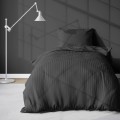 Pościel adamaszkowa 140x200 satin stripe czarna black