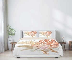 Pościel Satynowa 160x200 Dwustronna – Wzór Boho Kwiaty