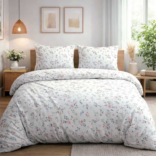 Pościel satynowa bawełniana 160x200 2x70x80 kwiaty 100% bawełna