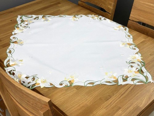 Bieżnik haftowany 85x85 cm żonkil int 0407 Wielkanoc narcyz