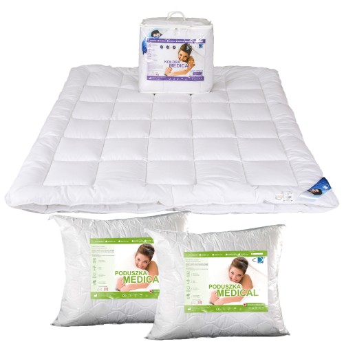 Kołdra podwójna MEDICAL 4 pory roku antyalergiczna 220x200 + 2 poduszki 70x80