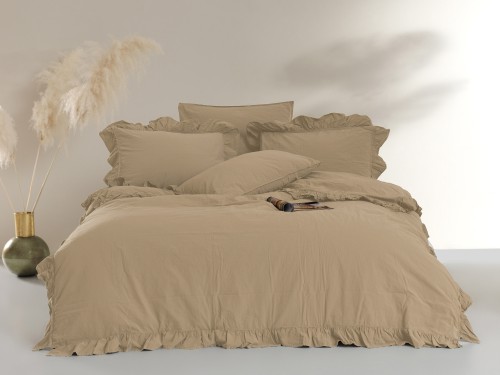 Pościel z bawełny exclusive 200x220 akdeniz beige stonewashed bez prasowania beżowy