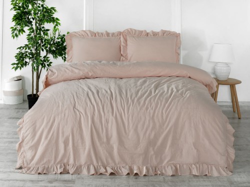 Kpl pościeli z bawełny Exclusive - 160x200 - Camello Roses - bez prasowania Stonewashed