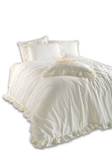 Kpl pościeli z bawełny Exclusive - 200x220 - Snow White - bez prasowania Stonewashed