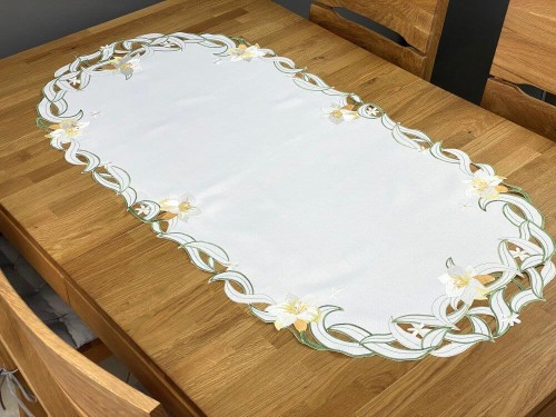 Bieżnik haftowany 60x120 cm żonkil int 0407 Wielkanoc owalny