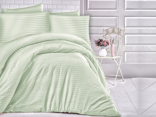 Pościel jednobarwna Cizgili 200x220 - Mint - Exclusive -miętowe - paseczki