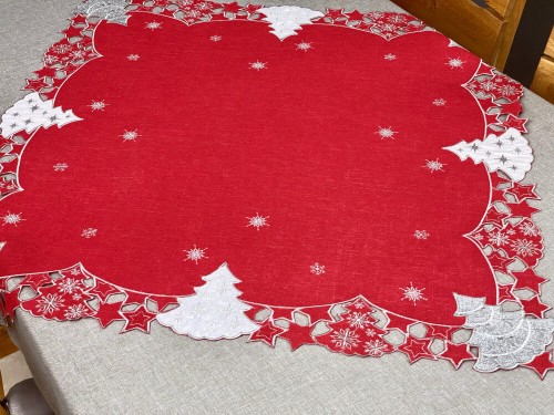  Bieżnik świąteczny 85x85 cm srebrna choinka int 1288 boże narodzenie