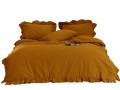 Pościel z bawełny 200x220 mustard stonewashed exclusive bez prasowania żółty