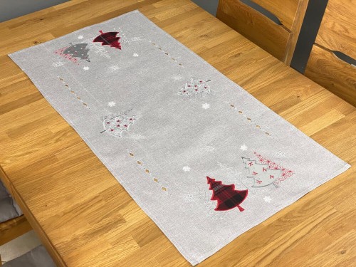 Bieżnik świąteczny 50x100 cm choinki czerwona srebrna int 1241 boże narodzenie
