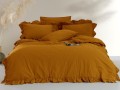 Pościel z bawełny 200x220 mustard stonewashed exclusive bez prasowania żółty